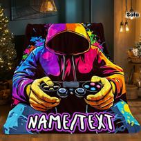 Vibrant Pop Art Style Blanket Customizable Hoodie Gamer Throw Colorful Graffiti Design Soft Cozy Sofa Bed Decoration Perfect for Size: 75*100cm, Weight: 230 GSM