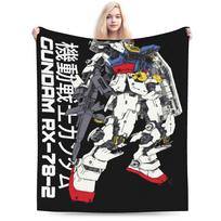 Gundam Flannel Blankets Winter Warm Throw Blanket for Kids Living Room Print Bedspread Sofa Bed Cover Size: 75*100cm, Weight: 230 GSM