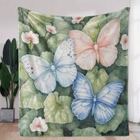 Vibrant Rainbow Butterfly Blanket, Artistic Floral Design, Soft Home Decor Throw Blanket Size: 75*100cm, Weight: 230 GSM