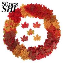50Pcs 8cm Simulation Artificial Maple Leaf for Home Weeding Thanksgiving Decor 50pcs