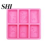 Soap Mold Non-sticky Reusable Handiwork 3D Rectangle Fondant Bee Silicone Pastry for Kitchen Chocolate rožinė
