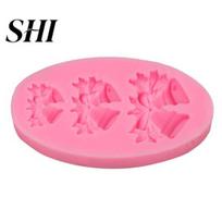 Making Pastries Silicone Bell Mold 3D Effect Decorating DIY Food Grade Christmas Theme Stencil for Cake Shop rožinė