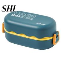 Lunch Box Bento Waterproof Good Sealing Double Layer Large Capacity Multifunction Food Storage School Kids Container with Spoon Daily Use Case tamsiai mėlyna spalva