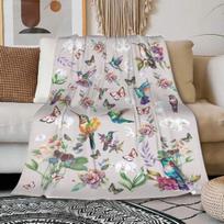 Gėlių ir Paukščių Antklodė Minkšta Flanelinė Kolibrių Pledas Skalbiamas Jaukus Gėlių Antklodė Suaugusiems Vaikams Sofai Lovai 75X95CM