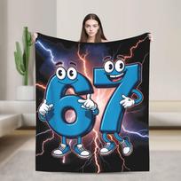 67 Six Seven 6-7 Funny Italian Brainrot Printed Blanket For Men Women Warm Cozy Fluffy Throw Blankets for Couch Multiple Sizes 75X95CM