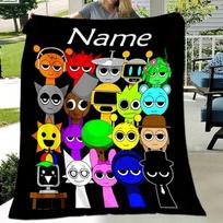 1PC Sprunki Blanket With Name Customized Flannel Blanket Kids Boys Girls Soft Perfect Birthdays Travel or Home Bed Sofa Decor 75X95CM