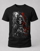 Grim Reaper Hourglass T-Shirt, Gothic Memento Mori Graphic Tee, Dark Death Art Shirt 2XL
