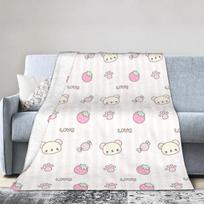 Rilakkuma Saldaininė Braškinė Korilakkuma Antklodės Flanelinė Mesti Antklodė Vasaros Kondicionierius Asmeninė Minkšta Šilta Lovatiesė 75X95CM