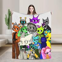 Animacinis žaidimas Sprunki Incredibox Antklodė Flanelinė pledinė antklodė Vasaros oro kondicionieriaus dekoracija Minkšta šilta lovatiesė, 75X95CM