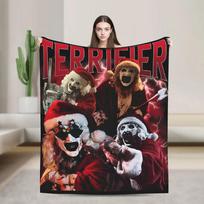 Art The Clowns Terrifier Christmas Blanket Velvet Printed Portable Warm Throw Blankets for Sofa Travel Bedspread 75X95CM