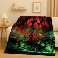 Animacinis H-Hazbin Hotel Angel Dust Alastor Flanelinis pledas, Minkštas šiltas pliušinis užtiesalas namų miegamojo lovos sofos uždangalui biuro dovanai 75x90cm