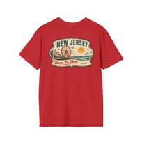 New Jersey Shore T-Shirt | Vintage Mid-Century Travel Luggage Tag Tee | Garden State Boardwalk Souvenir | NJ Gift S