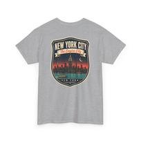 New York City - Mid Century Luggage Tag T-Shirt | Retro Skyline City Badge Tee 2XL