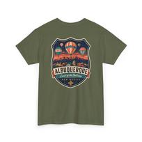 Albuquerque - Mid Century Luggage Tag T-Shirt | Retro Hot Air Balloon City Badge Tee S