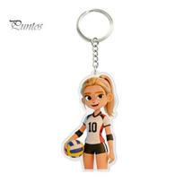 Volleyball PlayerKeychain Acrylic Girl Keychain, Cartoon Player Car Key Bag Charm Ring, Keychain Pendant School Bags Backpacks Purses Girls A
