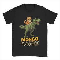 Cat Riding Dinosaur Meme Funny Mongo Is Appalled T Shirts Men  Cotton Fashion for Male TShirt Round Neck  Tees Short Sleeve S įvairiaspalvis
