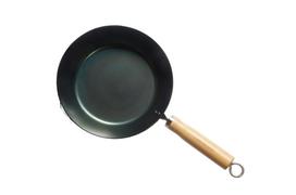 Cast iron frying pan that improves with with hook and white wood made in no seasoning perfect for outdoor use and use, 20cm, handle, Japan, balta