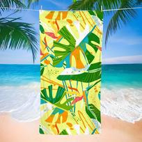Vibrant Tropical Print Beach Towel - Abstract Leaf & Ocean Life Design, Soft Sand-Free Towel for Travel & Pool 50x100cm