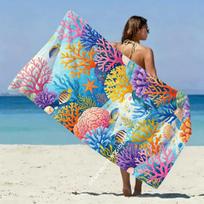 Vibrant Underwater Coral Beach Towel Patterned Sunscreen And Windproof Suitable For Swimming Pool Camping Travel 35x75cm&1pc