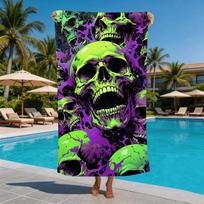 Vibrant Rainbow Skull Beach Towel Graffiti Art Horror Towel for Teens Great for Summer Camping and Parties 50x100cm