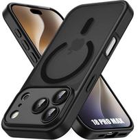 Coque pour iPhone 18 Pro Max, avec Anneau Magnétique et Protection Caméra - Translucide Noir juoda