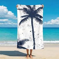 Minimalist Palm Tree Print Beach Towel Quick Dry Lightweight Absorbent Sand-Proof Towel for Summer Beach Travel Camping 50X100cm &1pc