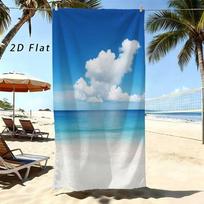 Cartoon Tropical Island Palm Tree Beach Towel Sand Free Quick Dry Towel Blue Sky Seaside Coconut Tree Scenery Print Blanket 50X100cm &1pc
