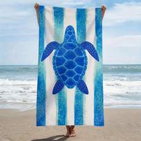 Blue Hibiscus and Turtle Print Microfiber Beach Towel Hawaiian Tropical Design Quick Dry Absorbent Towel 50x100cm