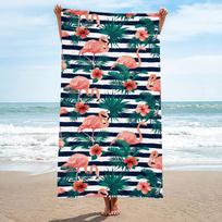 Navy Orange Striped Palm Tree Beach Towel Tropical Island Print Quick Dry Towel for Summer Travel 50x100cm