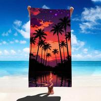 1pc Tropical Sunset Palm Tree Beach Towel - Highly Absorbent Mat for Travel, Pool, Surf, Yoga & Camping, Multi-Size Options 50X100CM