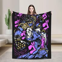 JoJo's Bizarre Adventure Knitted Blankets Japanese Anime Flannel Throw Blankets Bed Sofa Quilt Lightweight Bedspread Breathable Size: 75*100cm, Weight: 230 GSM