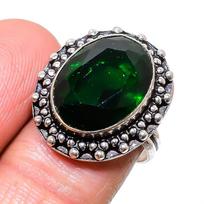 Blue Quartz Carving Handmade 925 Sterling Silver Jewelry Ring Size 7.5 D7S14