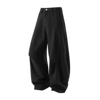 Men's Washed Blue Baggy Jeans Wide Leg Denim Pants with Side Utility Pockets M juoda