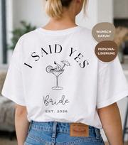 Personalized hen party shirt, I Said Yes T-shirt, bride shirt for hen parties, Team Bride, bachelorette party outfit, Est. Date 2XL