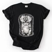 Sad Kitten Meme Shirt, Standing Cat T-Shirt, Funny Cat Meme Tee, Cute But Sad Cat Graphic Shirt, Unisex Vintage Style Cat Lover Gift XL