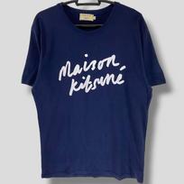Maison kitsune signatiure logo T-Shirt French japanese designer tee fashion and music blend clothing blue Large S