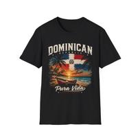 Dominican Vintage Sunset T-Shirt | Palm Trees, Flag, Pura Vida S