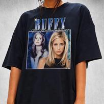 Limited Buffy Shirt Vintage horror Team Damon T-Shirt 90s Grapic Tee Unisex T-Shirt Bootleg XL
