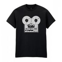 Retro tape recorder, reel-to-reel, stereo tape deck, audio, pioneer - screen printed T-shirt 2XL