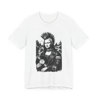 Punk Mona Lisa holding vinyl record Tee | Punk Rock Art T-Shirt M