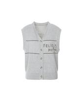 Sup Lettering V-Neck Knit Vest (Sa3Vk3C) Dk-Navy(47)/Fff