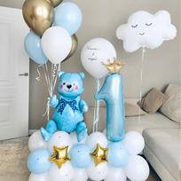 45vnt Karūnos Numeris 1 Balionai Mėlyni Surinkti Lokio Balionų Rinkinys Kūdikio Berniuko 1-asis Pirmasis Gimtadienis Party Globos Kūdikio Maudynės as the picture