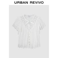 UR2026 Women's Casual Embroidered Lace-up Shirt S