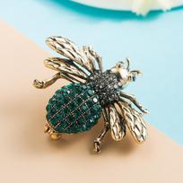 2024 New Advanced Versatile Bee Animal Luxury Jewelry Brooches Elegant Crystal Rhinestone Pin for Women Men Gold Plated žalia