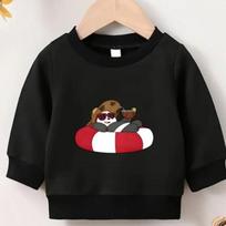 Kids Crewneck Long Sleeve Sweatshirt,Cute Panda Print 110 juoda