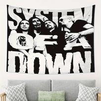 System Of A Down Band Tapestry Black and White Retro Rock Background Cloth Heavy Metal Living Room Decoration 100X70CM