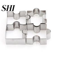 4Pcs/Set Stainless Steel Cookie Puzzle Shape Cutter Set DIY Biscuit Molds