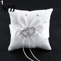 Mados Vestuvių Vestuvių Bowknot Dvigubo širdies žiedo nešiklio pagalvės pagalvėlė balta