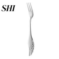 Dinner Fork Fruit Mirror Polish Long Handle Stainless Steel Creative Coffee Spoon Wing Dessert Kitchen Gadget Cake B sidabras