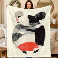 Mole Pattern In Ink Wash Style Flannel Printed Blanket Suitable for All Seasons Suitable for Living Room Office Sofa and Travel 75X95CM